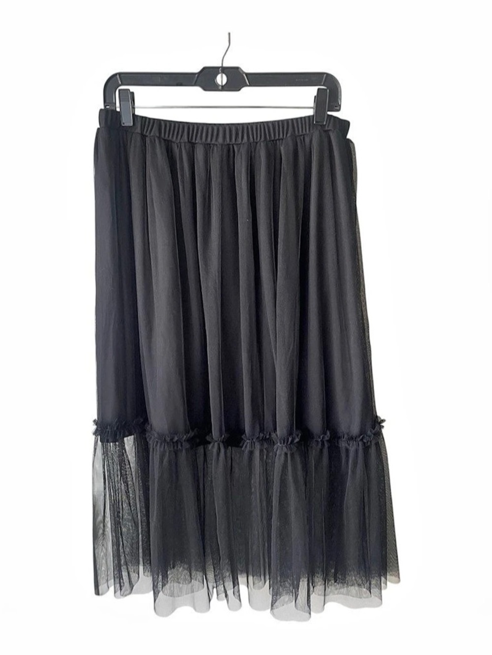 Chelsea 28 sheer Tiered Midi Skirt in Black Size Medium